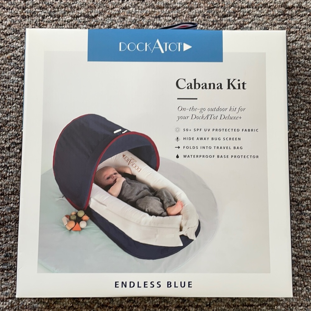 Brand new, NIB Dockatot Cabana Kit in Endless Blue